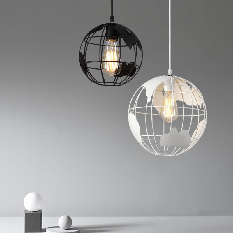 Black Pendant Light - Adjustable Earth Shape Design for Stylish Illumination 1