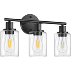 Black Retro Wall Sconce - Versatile Reversible Mount & Clear Glass Shade 2