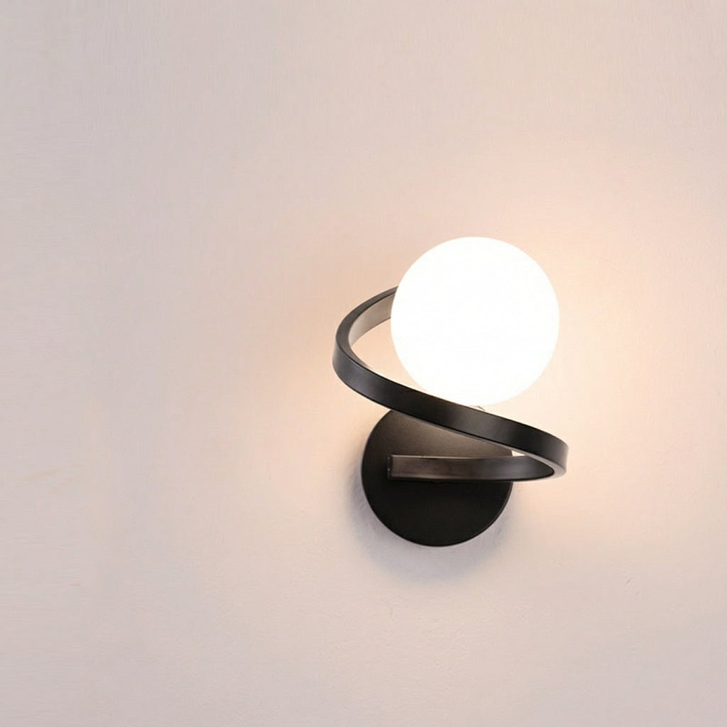 Black Spiral Glass Wall Lamp - Modern Sconce with Soft LED Light 0