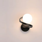 Black Spiral Glass Wall Lamp - Modern Sconce with Soft LED Light 0
