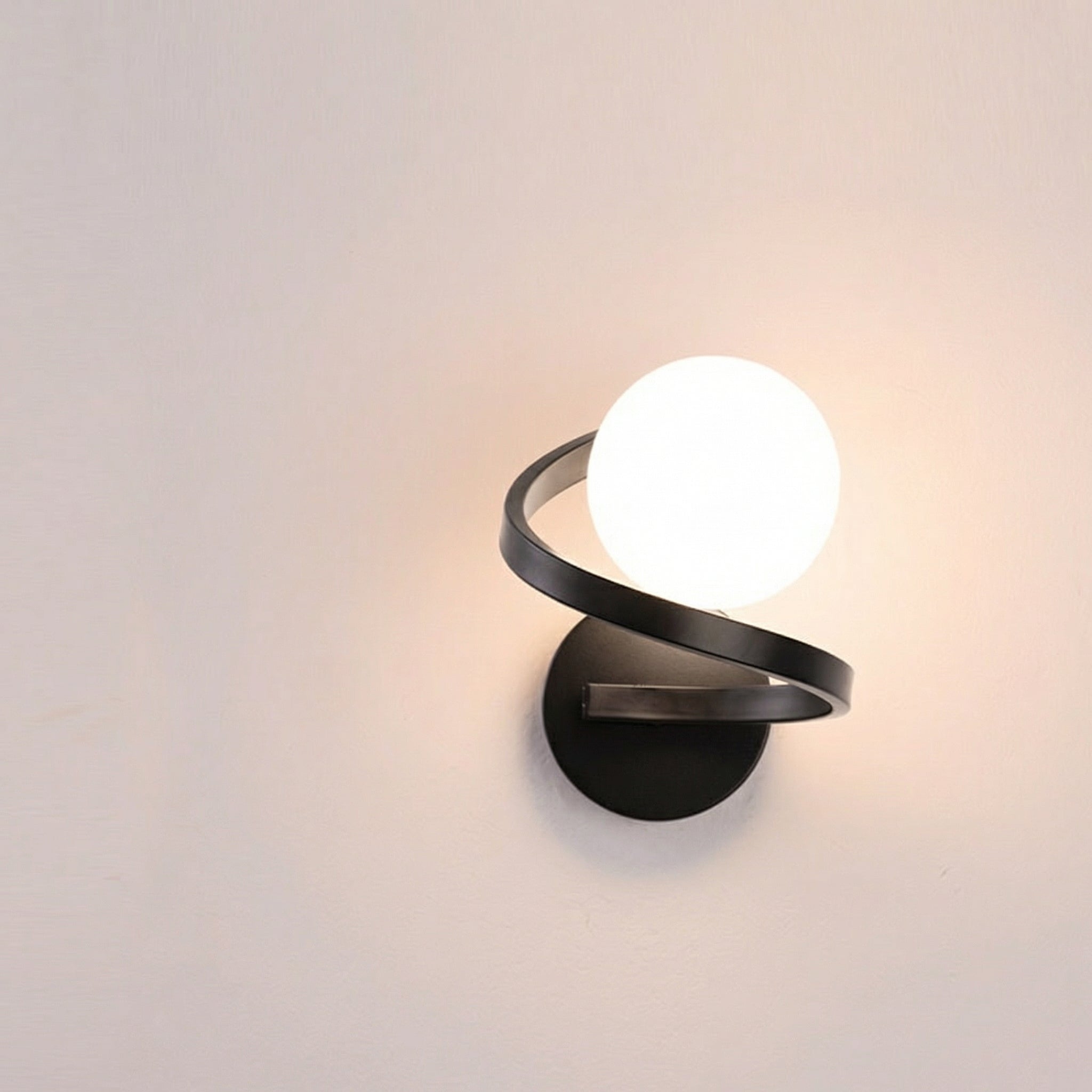 Black Spiral Glass Wall Lamp - Modern Sconce with Soft LED Light 0