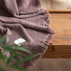 Blanket 100 Percent Cotton Woven Tassel Fringe 130x170 cm or 200x230 cm Throw 06
