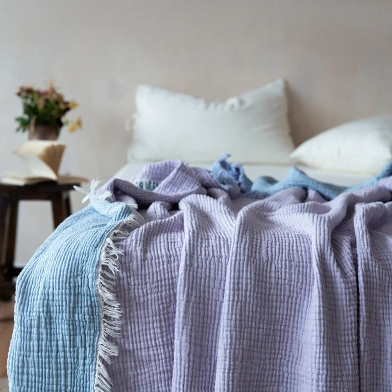 Blanket 100 Percent Cotton Woven Tassel Fringe 130x170 cm or 200x230 cm Throw 10