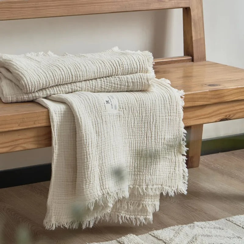 Blanket 100 Percent Cotton Woven Tassel Fringe 130x170 cm or 200x230 cm Throw 11