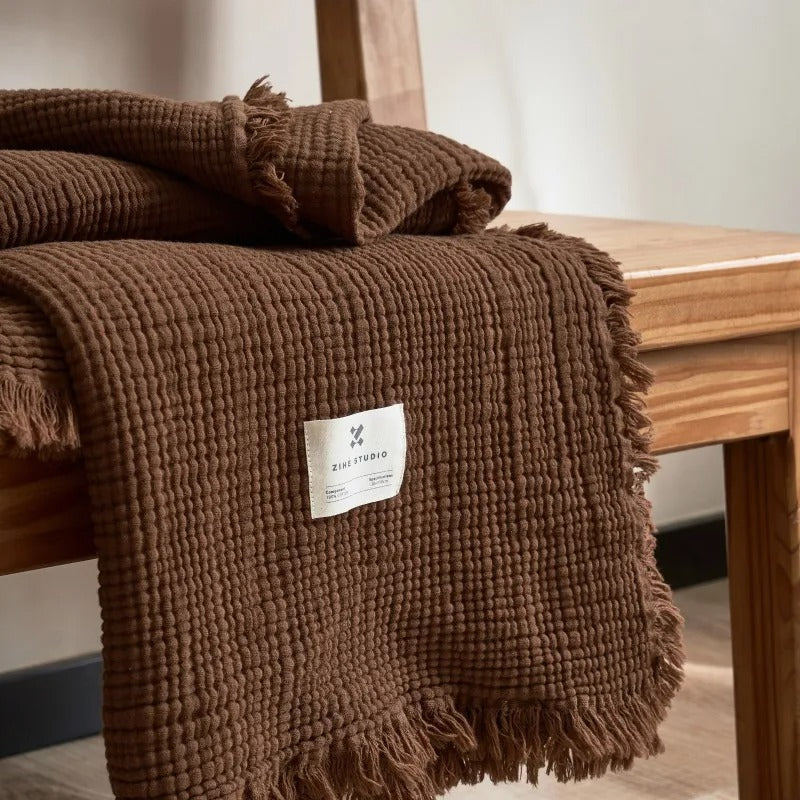 Blanket 100 Percent Cotton Woven Tassel Fringe 130x170 cm or 200x230 cm Throw 13