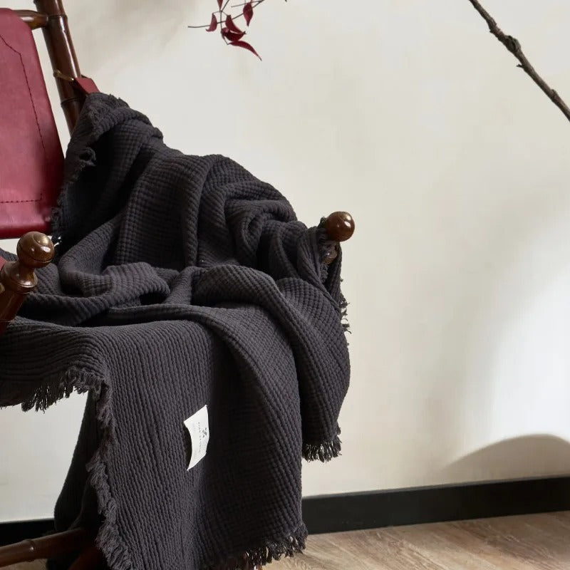 Blanket 100 Percent Cotton Woven Tassel Fringe 130x170 cm or 200x230 cm Throw 14