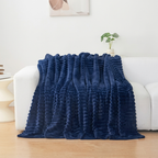 Blanket Microfiber Polyester Ribbed Throw, soft surface with decorative layer