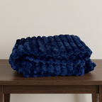 Blanket Microfiber Polyester Ribbed Throw, soft surface with decorative layer 1