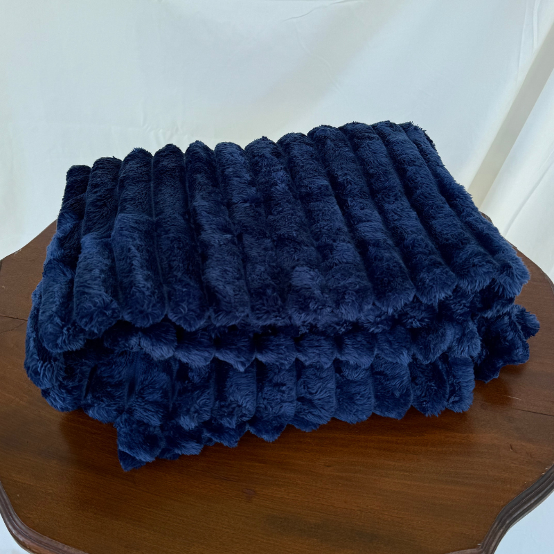 Blanket Microfiber Polyester Ribbed Throw, soft surface with decorative layer 2