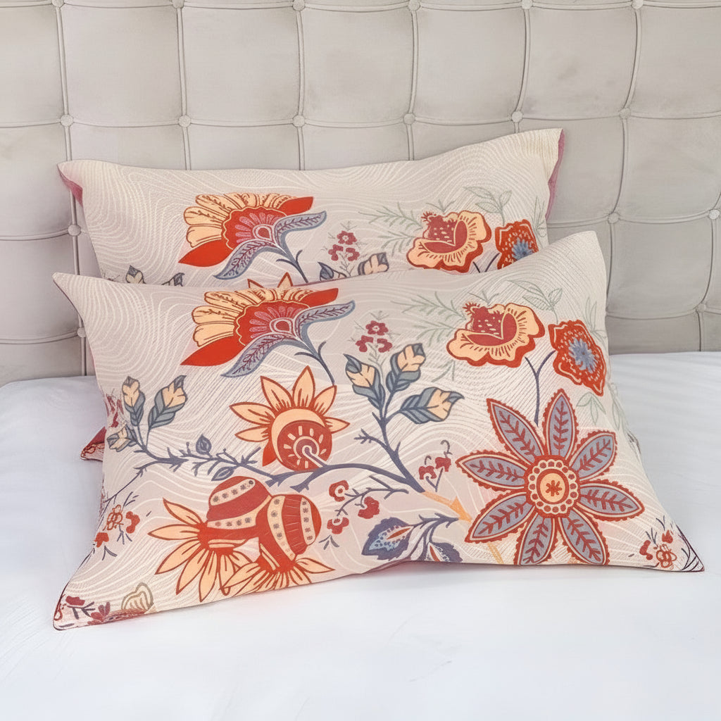 Boho Floral Pillowcases Set - 100% Cotton, Soft & Breathable 20x30 0