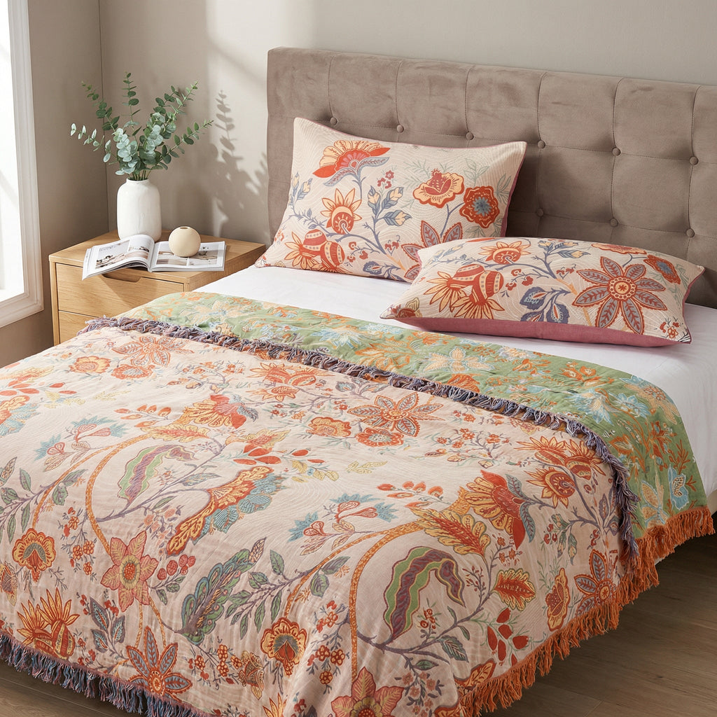 Boho Floral Pillowcases Set - 100% Cotton, Soft & Breathable 20x30 1