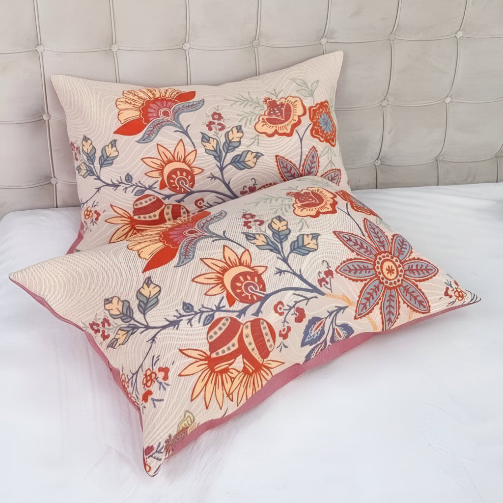Boho Floral Pillowcases Set - 100% Cotton, Soft & Breathable 20x30 3