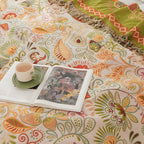 Boho Reversible Blanket - Lightweight Cotton Gauze with Floral Design 3