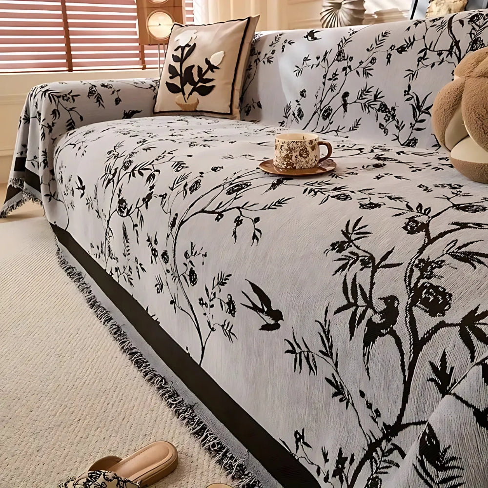 Botanical Jacquard Sofa Cover - Elegant Protection & Anti-Slip Design 2