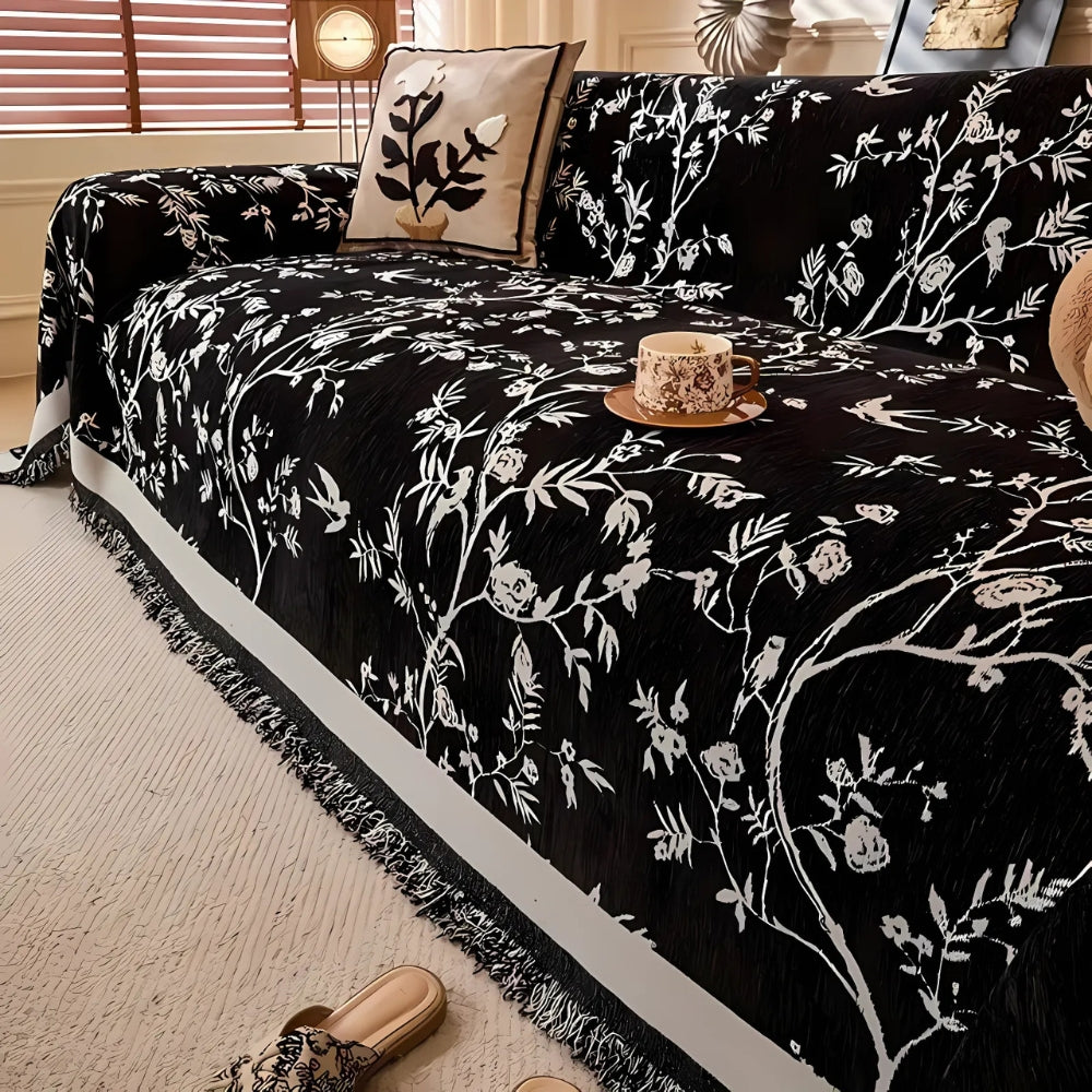 Botanical Jacquard Sofa Cover - Elegant Protection & Anti-Slip Design 3