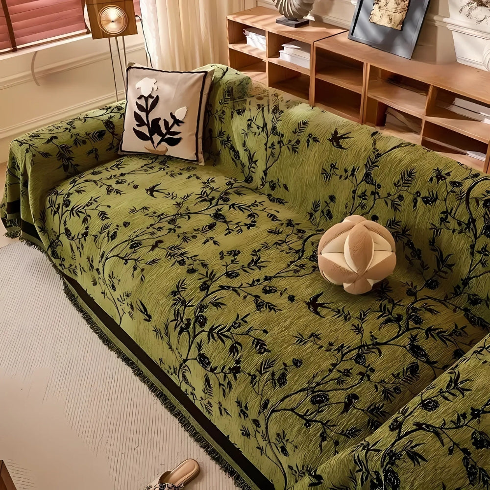Botanical Jacquard Sofa Cover - Elegant Protection & Anti-Slip Design 5