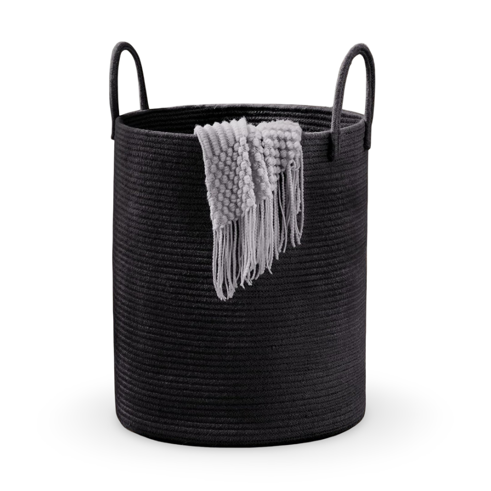 Braided Cotton Laundry Basket - 58L Capacity, Foldable & Portable Hamper 1