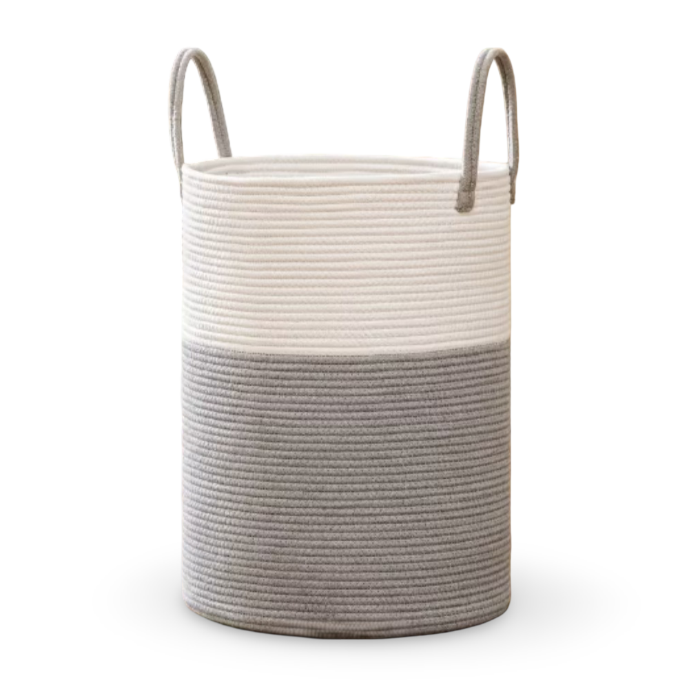 Braided Cotton Laundry Basket - 58L Capacity, Foldable & Portable Hamper 2