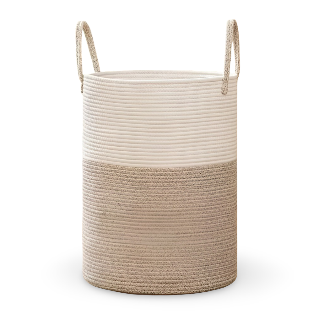 Braided Cotton Laundry Basket - 58L Capacity, Foldable & Portable Hamper 3
