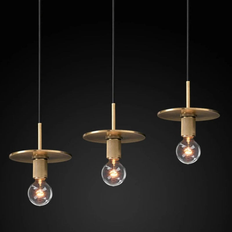 Brass Pendant Light - Vintage Glass Shade for Kitchen & Home Decor 2