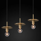 Brass Pendant Light - Vintage Glass Shade for Kitchen & Home Decor 2