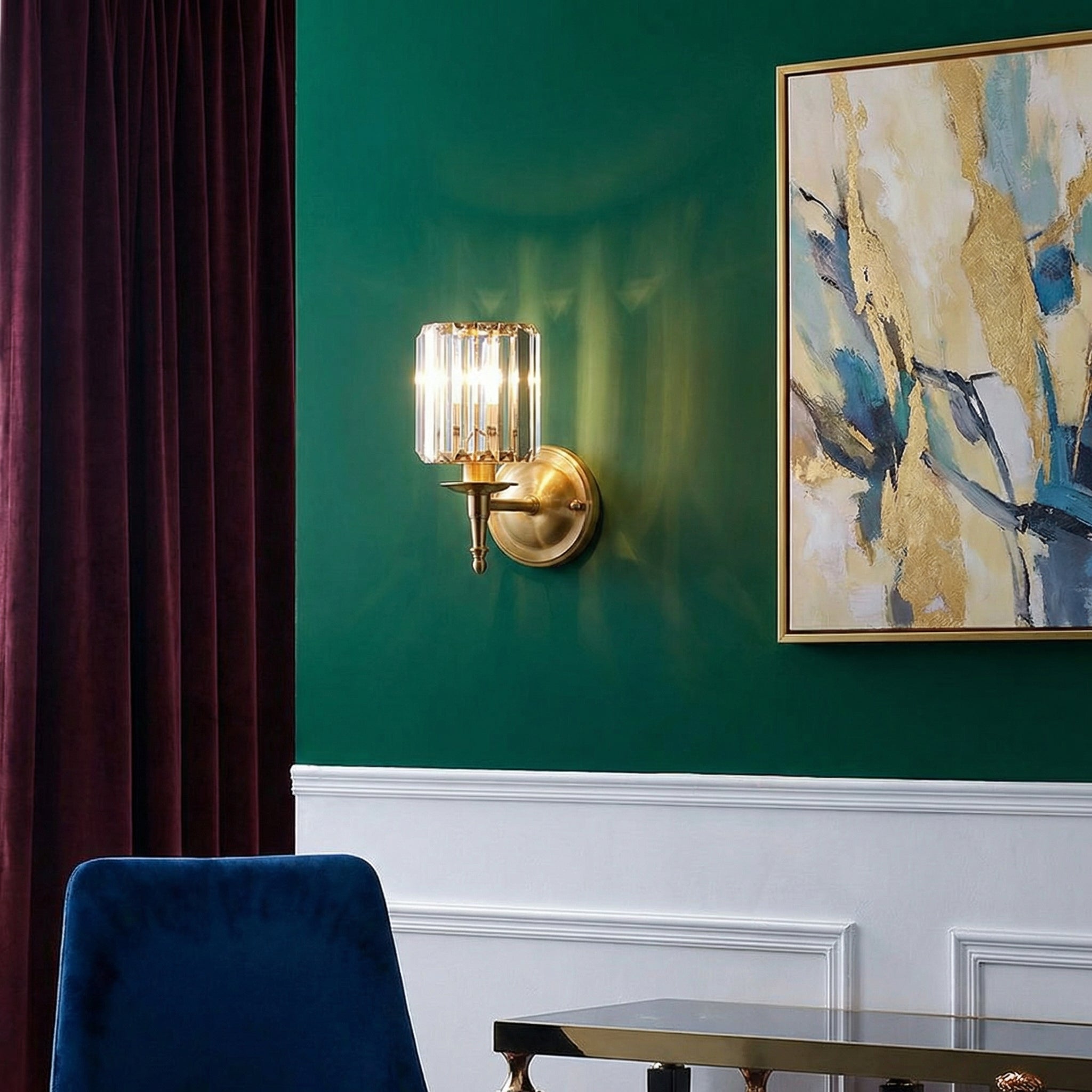 Brass Wall Sconce - Elegant Crystal Accents for Stylish Wall Lighting 0