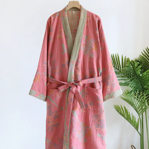 Breathable Cotton Waffle Bathrobe – Lightweight Retro-Inspired Mens Robe with Adjustable Waist and Pockets 1