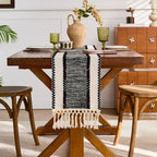 Brown Boho Macrame Table Runner with Tassels – Cotton-Polyester Blend for Dining and Coffee Tables 4