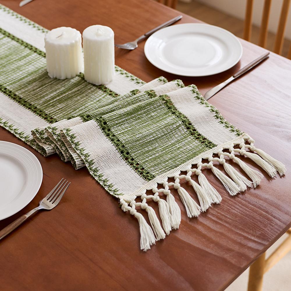 Brown Boho Macrame Table Runner with Tassels – Cotton-Polyester Blend for Dining and Coffee Tables 7