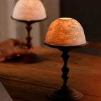 Candle Holder - Elegant Porcelain Dome & Walnut Base 0