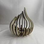 Wooden decorative item with wavy design on a white background