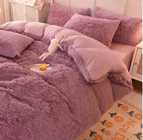 Longhair Mink Velvet Duvet Cover Set in Candy Colours-Blanket-Homely Dreams-Homely Dreams