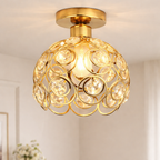 Ceiling Light Flush Mount Crystal Metal Frame LED Compatible Indoor Lighting 1
