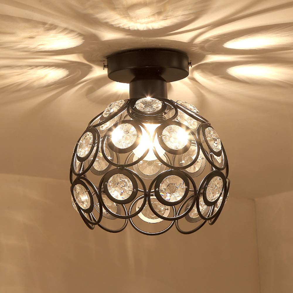 Ceiling Light Flush Mount Crystal Metal Frame LED Compatible Indoor Lighting 7