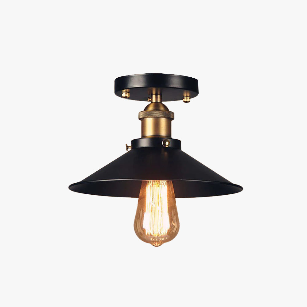Ceiling Light Flush Mount Metal Shade LED Compatible Industrial Style 4