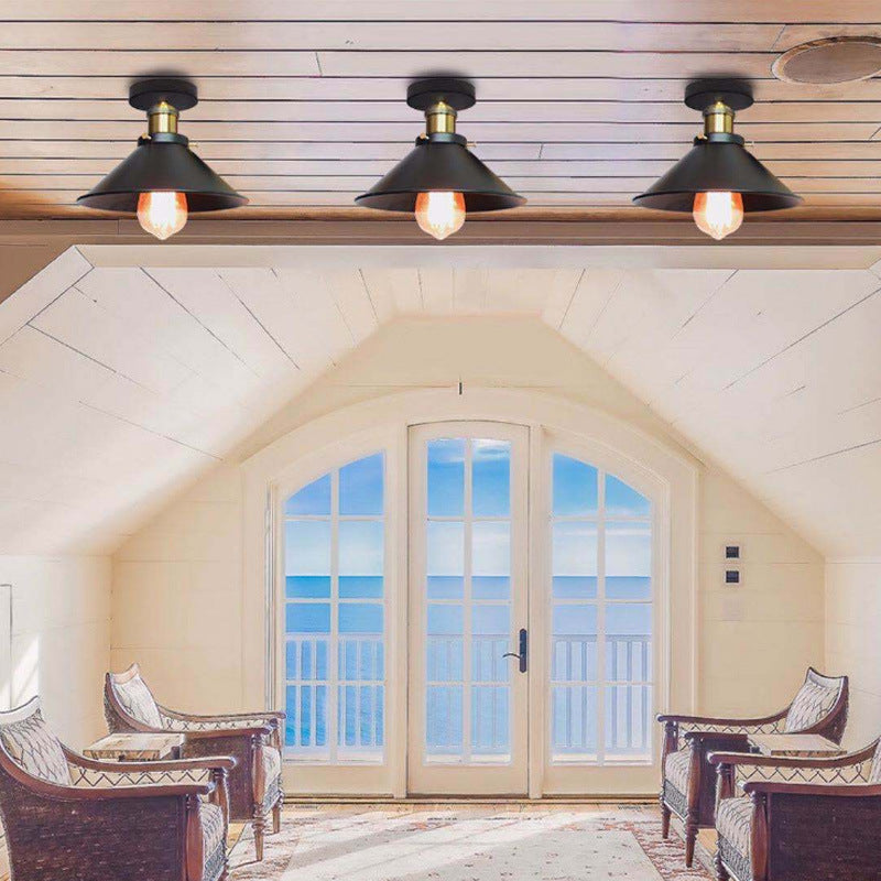 Ceiling Light Flush Mount Metal Shade LED Compatible Industrial Style 5
