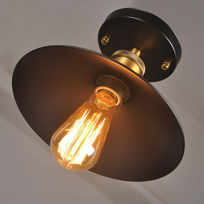 Ceiling Light Flush Mount Metal Shade LED Compatible Industrial Style 6
