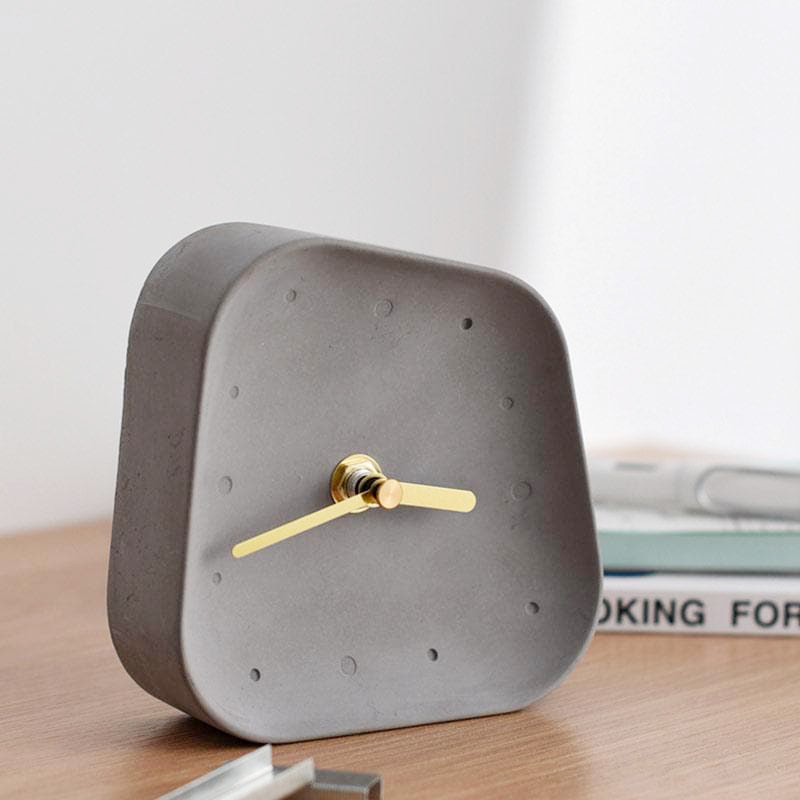 Cement Desk Clock - Stylish Analog Office Clock for Modern Decor 0