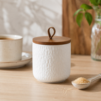 Ceramic Airtight Sugar Jar - 260ml Tea Coffee Sugar Canister for Freshness 0