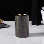 Ceramic Bathroom Accessories Set - Elegant 4-Piece with Gold Accents 0