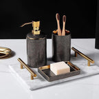 Ceramic Bathroom Accessories Set - Elegant 4-Piece with Gold Accents 1