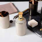 Ceramic Bathroom Accessories Set - Elegant 4-Piece with Gold Accents 4