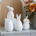 Ceramic Bunny Figurine - Elegant Minimalist Rabbit Decor for Home 1