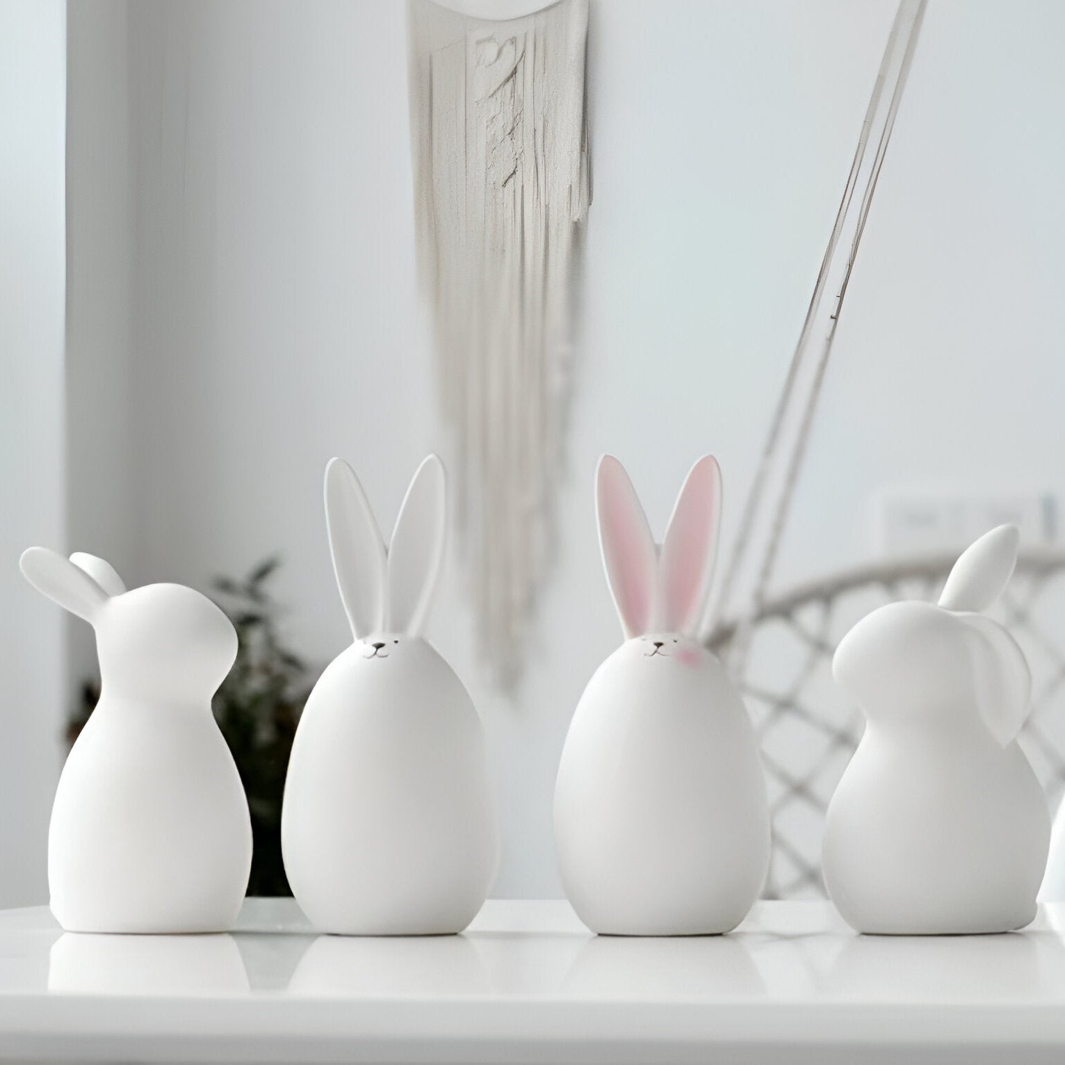 Ceramic Bunny Figurine - Elegant Minimalist Rabbit Decor for Home 3