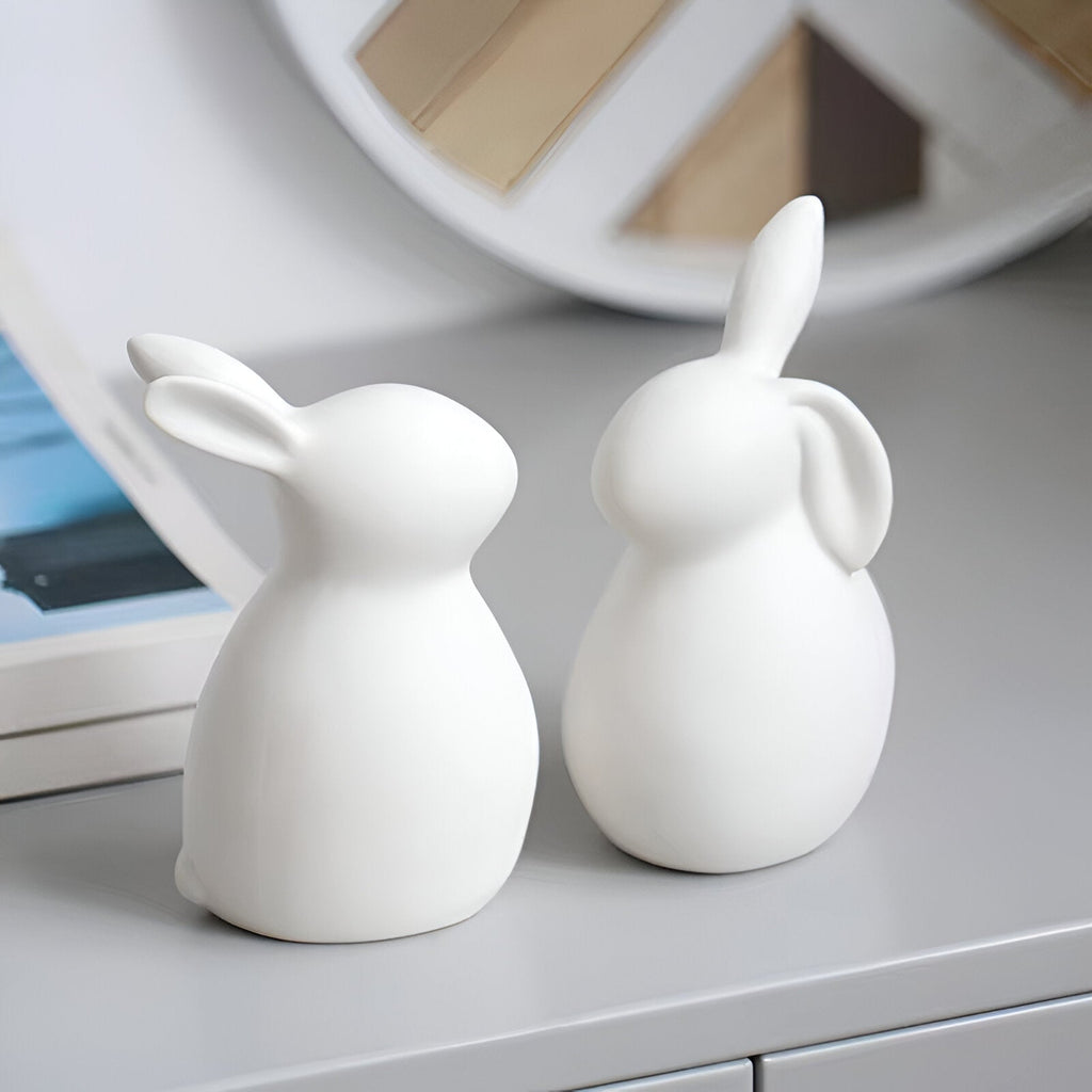 Ceramic Bunny Figurine - Elegant Minimalist Rabbit Decor for Home 6