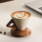 Ceramic Coffee Mug 250ml - Durable Design with Wooden Handle & Coaster 5