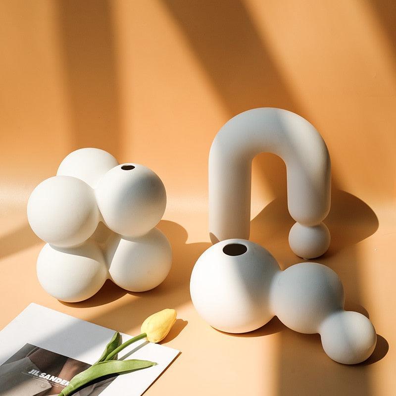 Ceramic Flower Vase - Elegant Design with Anti-Slip Base 1