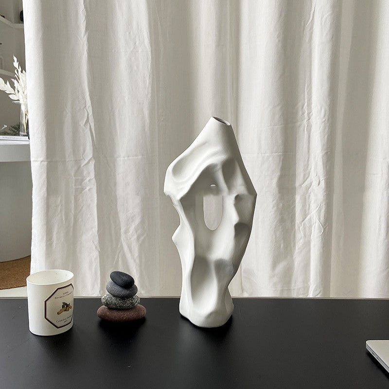 Ceramic Flower Vase - Handcrafted Abstract Design for Home Decor 3