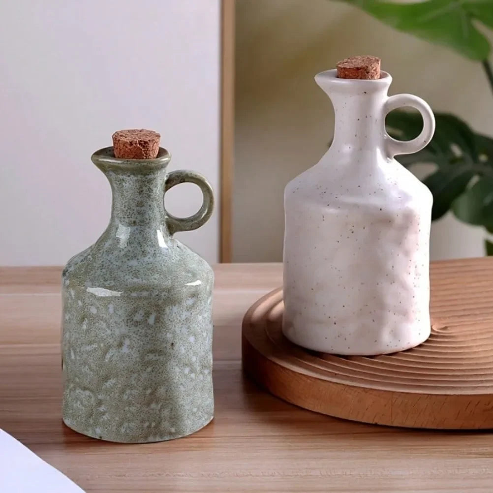 Ceramic Oil and Vinegar Bottle Set - 400ml Dispenser for Controlled Pouring 1