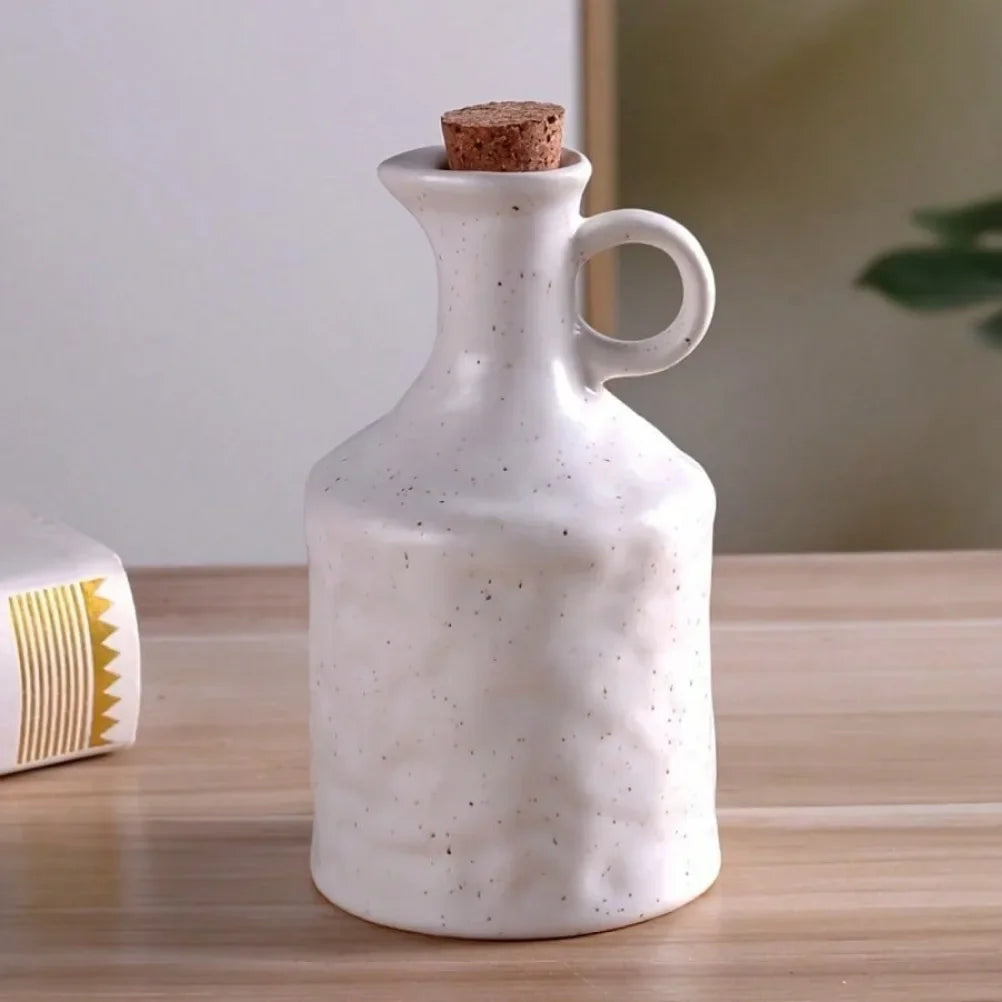 Ceramic Oil and Vinegar Bottle Set - 400ml Dispenser for Controlled Pouring 6